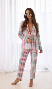 TWO-T'S Multicoloured Check Blazer Size 14 - Picture 1 of 7