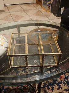 Gold & Acrylic Clear Jewelry Organizer Storage Box 3 Drawers Slide Outs 10X8X4 - Picture 1 of 7