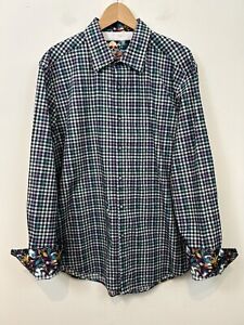 Robert Graham Shirt Men’s Classic Fit Plaid Cotton Long Sleeve Button Up Sz XL