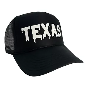 NEW TEXAS DRIP MONSTER BLACK WHITE HAT 5 PANEL HIGH CROWN TRUCKER SNAPBACK - Picture 1 of 4