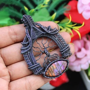 Copper Turquoise Tree Of LifePendant Copper Wire Wrapped Pendant Copper Jewelry - Picture 1 of 7
