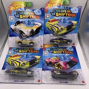Mattel Hot Wheels Lot Of 4 COLOR SHIFTERS Fish’D & Chip’D, Futurismo, Shelby Cob