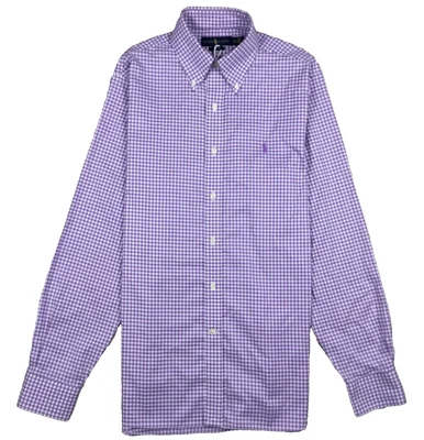 Camisa Ralph Lauren Para Hombres 15 1/2 34-35 Manga Larga Vestido Con Botones Púrpura Cuadros Foto 1 de 4