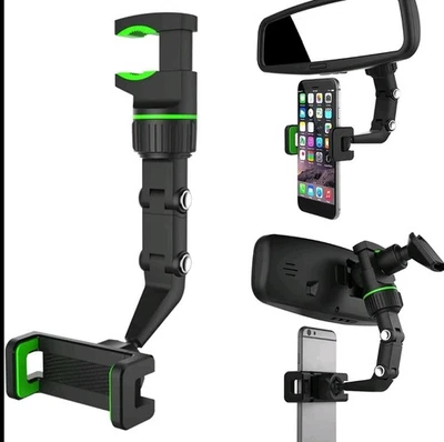 Car Mount Holder Cellphone Stand Rear-View Mirror Clip 360 Universal - Image 1 of 4