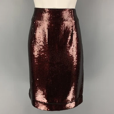 MARC JACOBS Talla 6 Burdeos Negro Poliéster Mezcla Lentejuelas Falda en A - Imagen 1 de 4