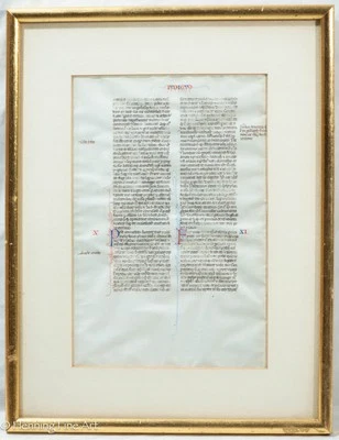 13th Century Biblia Sacra Latina Illuminated Bible Leaf, Framed & Fine! - Image 1 of 4