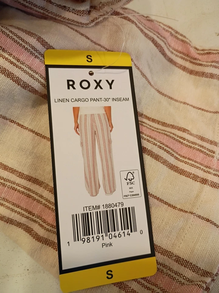 Roxy Women's Striped Cargo Pockets Pants Pink Size XS