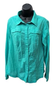 Columbia Damen Langarm Knopfleiste Rollriegel Ärmel leicht türkis Größe XL - Bild 1 von 5