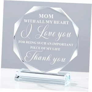 Love You Mom Glass Plaques Keepsake Gifts for Mommy,4.5x3.9in Thank You Mom - Picture 1 of 7
