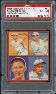 1935 Goudey 4-in-1 #6C Ethan AllenFred BrickellBubber JonnardHack Wilson HOF - Picture 1 of 3