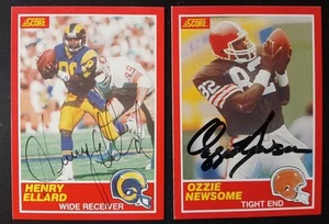 2 HAND SIGNED 1989 Score NFL Ozzie Newsome & Henry Ellard - Picture 1 of 5