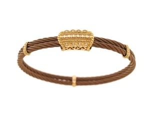 Charriol 18K & Steel Diamond Celtique Alor Bronze 2 Row Cable Bracelet - Picture 1 of 5