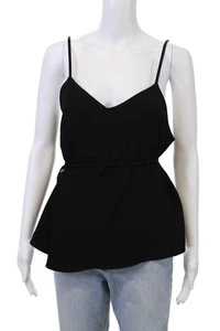 10 Crosby Derek Lam Womens Spaghetti Strap V Neck Tank Top Black Size 4 - Picture 1 of 6