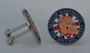 British Scooterists Bulldog Breed Enamel Cufflinks - Picture 1 of 1