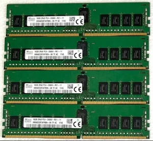 SK Hynix 64GB DDR4 Kit 4 x 16GB RDIMM PC4-2666V Server Memory HMA82GR7AFR8N-VK - Photo 1/1
