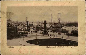 Stettin Szczecin Polen s/w AK ~1920/30 Hafen von der Flakenterrasse aus gesehen - Picture 1 of 2