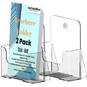 Brochure Holder 6"x9" Wall Mount or Free-Standing Acrylic Holder 2 Pack - Picture 1 of 6