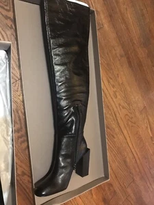 Nuevas En Caja Bcbg Max Azria Liviana Botas Altas de Cuero Sobre la Rodilla Tacón de Bloque 8 - Imagen 1 de 7