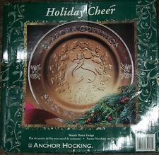 ANCHOR-HOCKING 12" Glass Platter Tray Seasons Greetings Wreath Original Box
