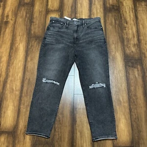 Madewell Jeans Womens 32T Black Tall The Mom Jean High Rise Madewell NWT - Picture 1 of 12