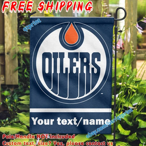 Custom Name Text Edmonton Oilers Garden Flag Double Sided 12x 18" Fans Gift NHL Cover