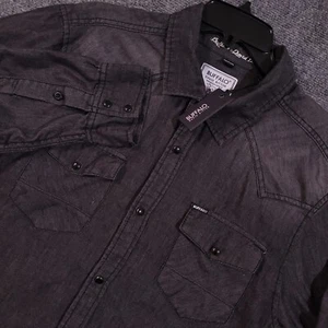 Buffalo David Bitton Western Hemd Herren Large Pearl Snap schwarz Cowboy Roll Tab - Bild 1 von 10