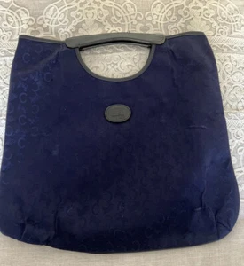 Bolso de mano de cuero de lona azul marino con logotipo grande CELINE NOEVIR 16x16 P1 - Imagen 1 de 9