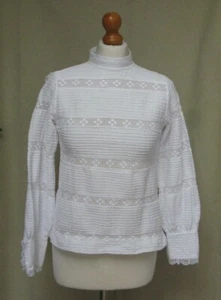 Vintage Miss selfridge white cotton lace Edwardia style tunic blouse top 6/8 - Picture 1 of 9