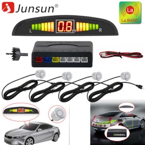 4x Silver Parking Sensors Car Reverse Backup Rear Radar Alert System Buzzer KIT - Picture 1 of 7