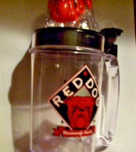 RED DOG RED BULL DOG PLASTIC STEIN W WORKING LID FREE SHIPPING - Picture 1 of 2