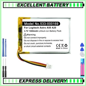533-000169 / 533-000191 3.7V Battery For Logitech Astro A50 2019 Gaming Headset - Foto 1 di 5