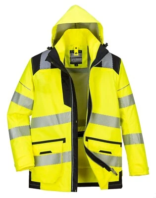 Portwest PW367 Waterproof Hi Vis Reflective 5-in-1 Winter Safety Jacket - Image 1 of 4