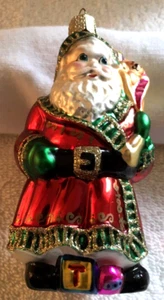 Old World Christmas - Santa Claus With Toy Sack Glass Ornament w/Glitter Accents - Picture 1 of 8