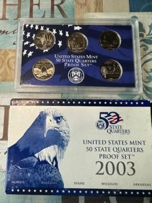 2003 State Quarters Proof Set - Illinois - AL - Maine - Missouri - AR - Image 1 of 4