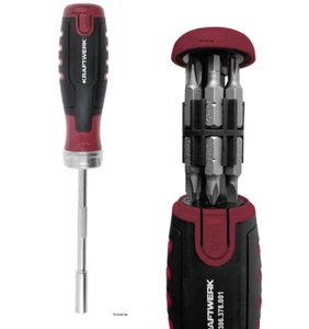 KRAFTWERK Ratschen Schraubendreher Bit Magazin 12in1 mit Ratsche links rechts - Bild 1 von 3