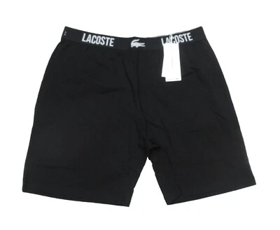 Pantalones cortos para dormir Lacoste para hombre negros con logotipo liso cintura Foto 1 de 2