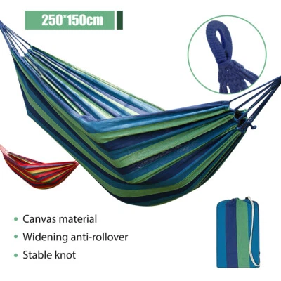 Hamaca colgante cuerda lona pesada para 2 personas columpio camping cama de lona exterior Foto 1 de 4