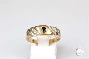 Anillo 18 Quilates Oro Zafiro 8 Brillantes Schmuckring Anillo Mujer Joya - Imagen 1 de 7