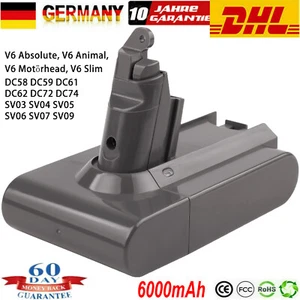 6,0AH Für Dyson V6 Ersatzakku Animal Slim Absolute DC58 SV03 SV09 DC74 DC61 DC62 - Bild 1 von 12