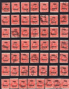 c.1930 KGV Australia TWO PENCE Black Surcharge 1 1/2d Red Lot x 50 - Picture 1 of 1