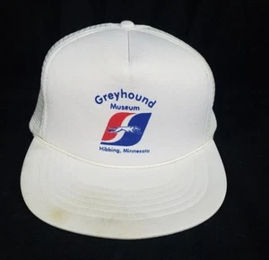 VTG Greyhound Bus Museum Hat Hibbing Minnesota White Snapback Trucker Mesh Cap  - Picture 1 of 7