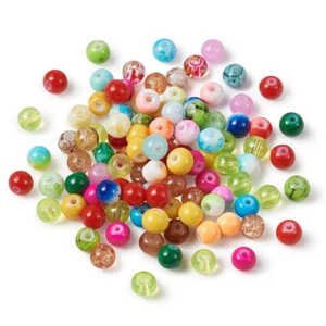 4~14mm Mixed Round Spray Painted Glass Beads Smooth Mini Loose Spacer Bead Craft - Picture 1 of 9