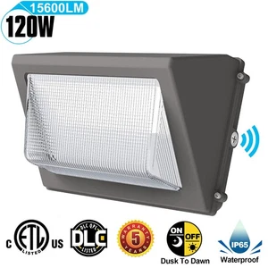 120W Led Wall Pack Light Dusk-to-Dawn Commercial Outdoor Security Lighting 5000K - Picture 1 of 12