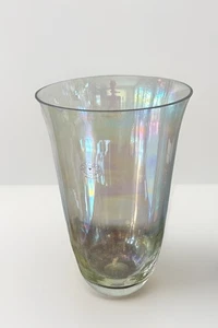 Vintage Hand Blown Rainbow Crystal Toscany Art Glass Vase Iridescent, 10” - Picture 1 of 8