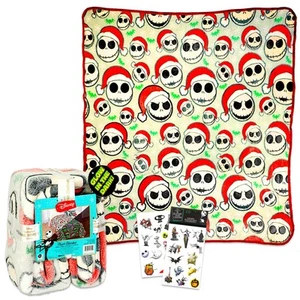 Nightmare Before Christmas Throw Blanket - Jack Skellington Blanket Bundle In... - Picture 1 of 3