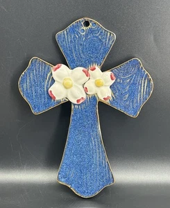 Latham Seagrove NC Studio Keramik Kreuz Magnolie hängende Wanddeko religiös - Bild 1 von 8