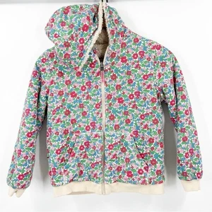 Mini Boden Borg Reversible Floral Sherpa Hoodie Girls Size 9/10 - Picture 1 of 8
