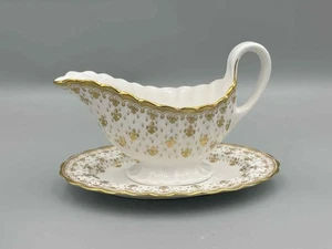 Spode Fleur De Lys Gold Y8063 - Sauciere mit Griff und Ständer. - Bild 1 von 1