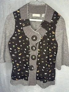 Anthropologie Cardigan Marrone Dormire sulla Neve Lana/Angora Woodland Creatures med - Foto 1 di 10