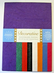 Handmade Recycled Decrative Bright Silks Paper A4 8 assorted sheets - Picture 1 of 1